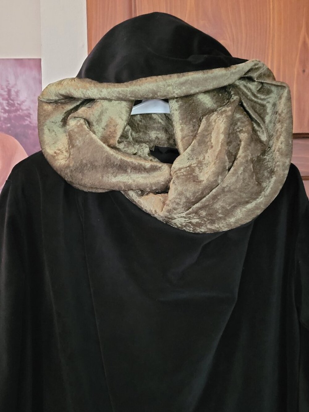 Princess Leia black velvet hooded wrap jacket